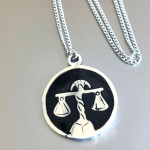 Vintage Sterling Silver Necklace Libra Zodiac The Scale of Justice